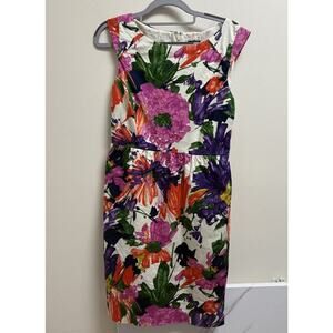 J.Crew Women’s Size 4 Sleeveless Floral Sheath Dress Cotton Blend Lined